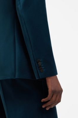 Cotton velvet blazer with a modern fit, Turquoise