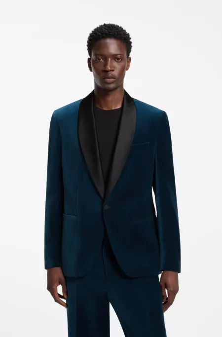 Blazer modern fit en terciopelo de algodón