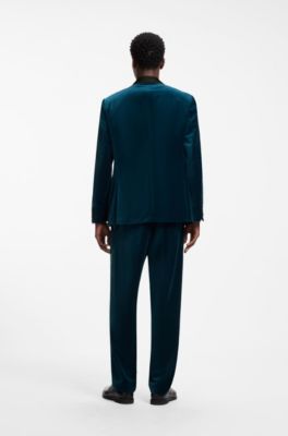Cotton velvet blazer with a modern fit, Turquoise
