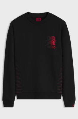 HUGO x RB sweatshirt in cotton with bull motif, Black
