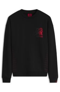 HUGO x RB sweatshirt in cotton with bull motif, Black