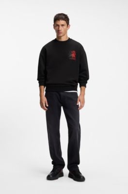 HUGO x RB Sweatshirt aus Baumwolle mit Stier-Motiv, Schwarz