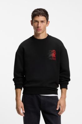 HUGO x RB Sweatshirt aus Baumwolle mit Stier-Motiv, Schwarz