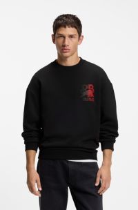 HUGO x RB sweatshirt in cotton with bull motif, Black