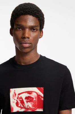 T-shirt in jersey di cotone con stampa grafica, Nero