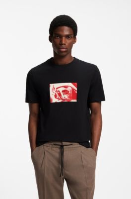 T-shirt in jersey di cotone con stampa grafica, Nero