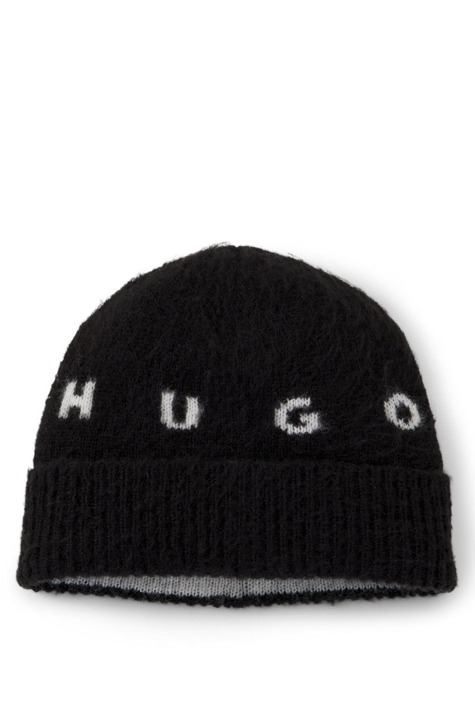 Brushed wool-blend beanie with spaced-out logo