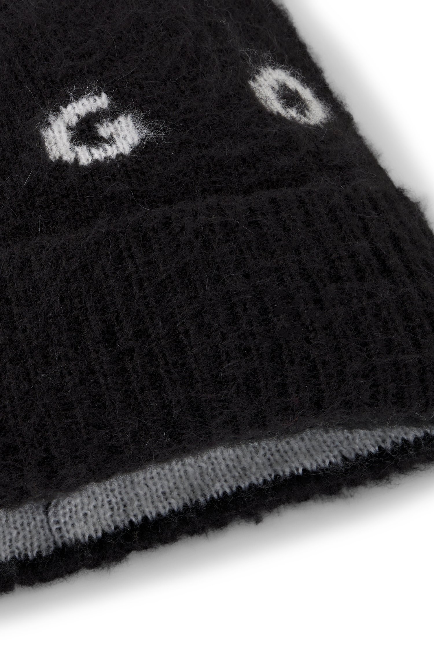 Hugo Brushed wool-blend beanie with spaced-out logo mössor herr – bild 4