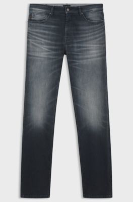 Regular-fit jeans in dark-blue super-stretch denim, Dark Blue