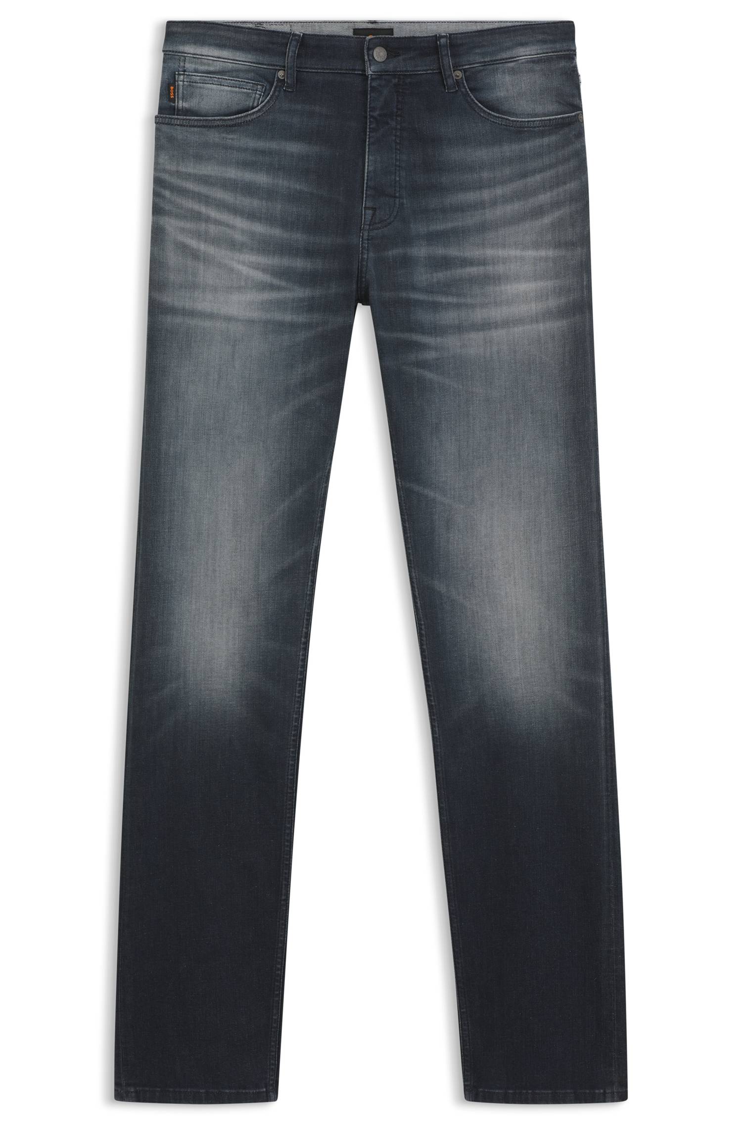 Boss Regular-fit jeans in dark-blue super-stretch denim herr – bild 4