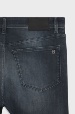 Regular-fit jeans in dark-blue super-stretch denim, Dark Blue