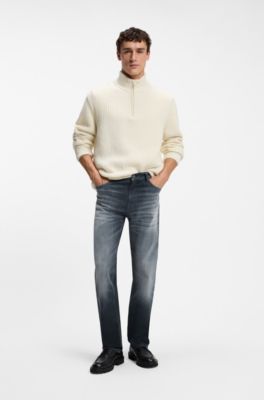 Regular-fit jeans in dark-blue super-stretch denim, Dark Blue