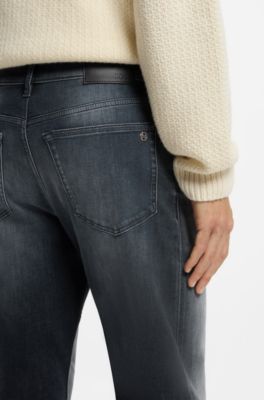 Regular-fit jeans in dark-blue super-stretch denim, Dark Blue
