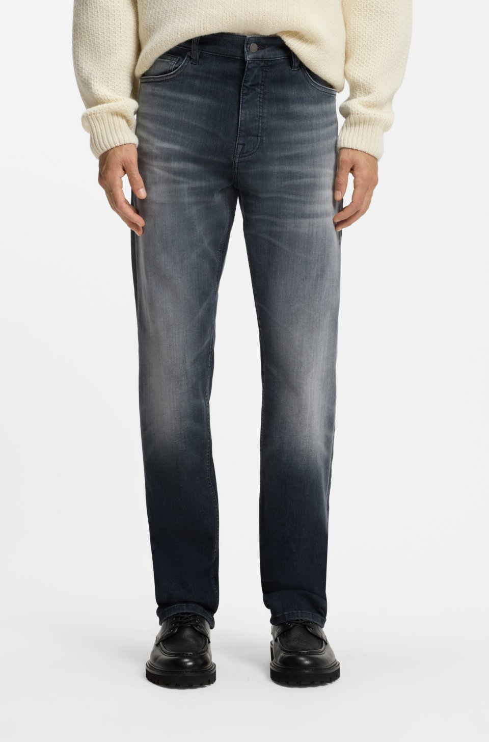 Regular-fit jeans in dark-blue super-stretch denim