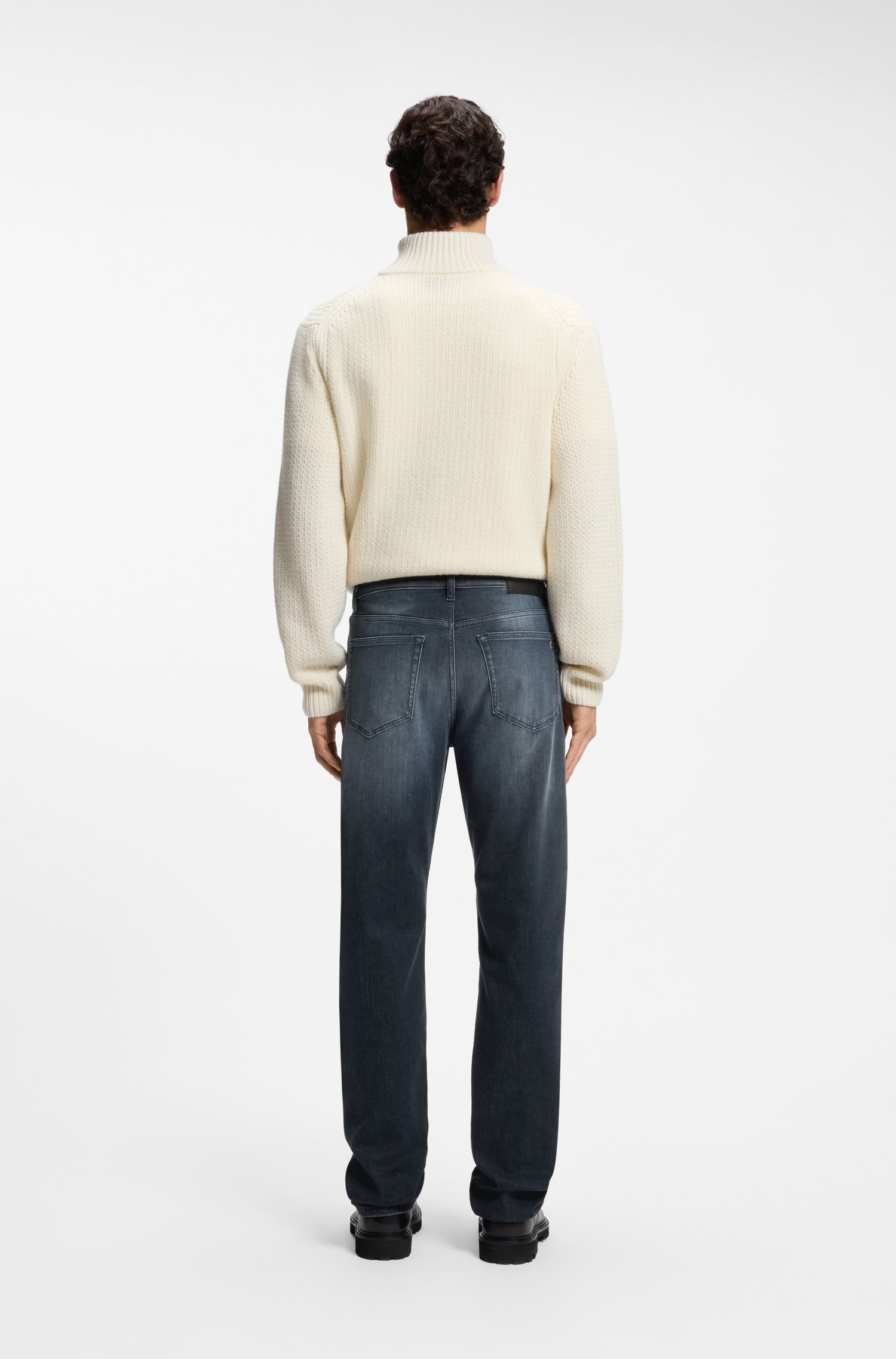 Boss Regular-fit jeans in dark-blue super-stretch denim herr – bild 2