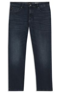 Maine regular-fit jeans in blue super-stretch denim, Dark Blue
