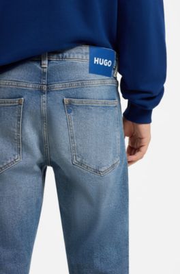 Jeans skinny-fit in denim elasticizzato blu stone-washed, Blu