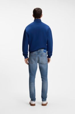 Jeans skinny-fit in denim elasticizzato blu stone-washed, Blu
