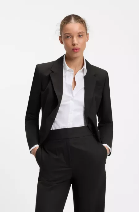 Tailored single-button blazer in stretch wool