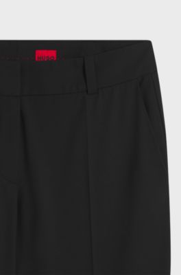 Slim-fit cropped trousers in stretch fabric, Black