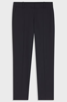 Slim-fit cropped trousers in stretch fabric, Dark Blue