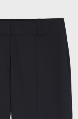 Slim-fit cropped trousers in stretch fabric, Dark Blue