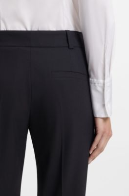 Slim-fit cropped trousers in stretch fabric, Dark Blue