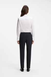 Slim-fit cropped trousers in stretch fabric, Dark Blue