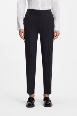Slim-fit cropped trousers in stretch fabric, Dark Blue