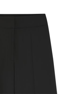 Wide-leg regular-fit trousers in stretch fabric, Black