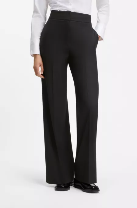 Wide-leg regular-fit trousers in stretch fabric