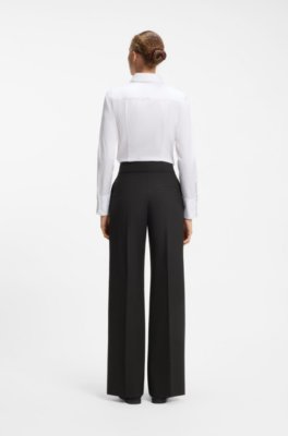 Hugo Wide-leg regular-fit trousers in stretch fabric kostymbyxor dam – bild 2