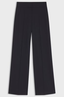 Wide-leg regular-fit trousers in stretch fabric, Dark Blue