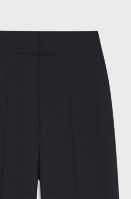 Wide-leg regular-fit trousers in stretch fabric, Dark Blue