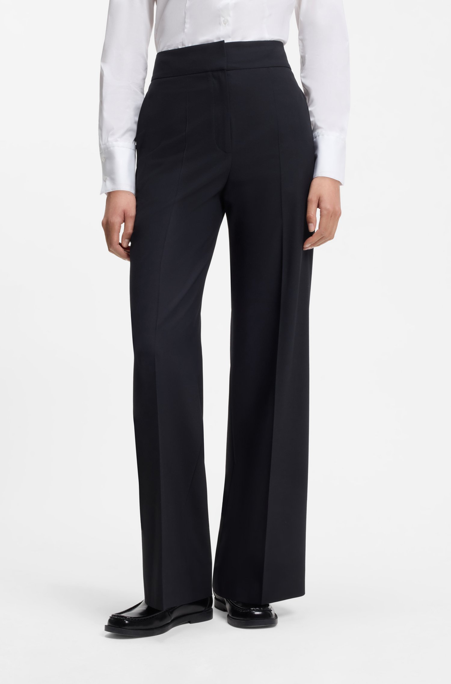 Hugo Wide-leg regular-fit trousers in stretch fabric byxor dam