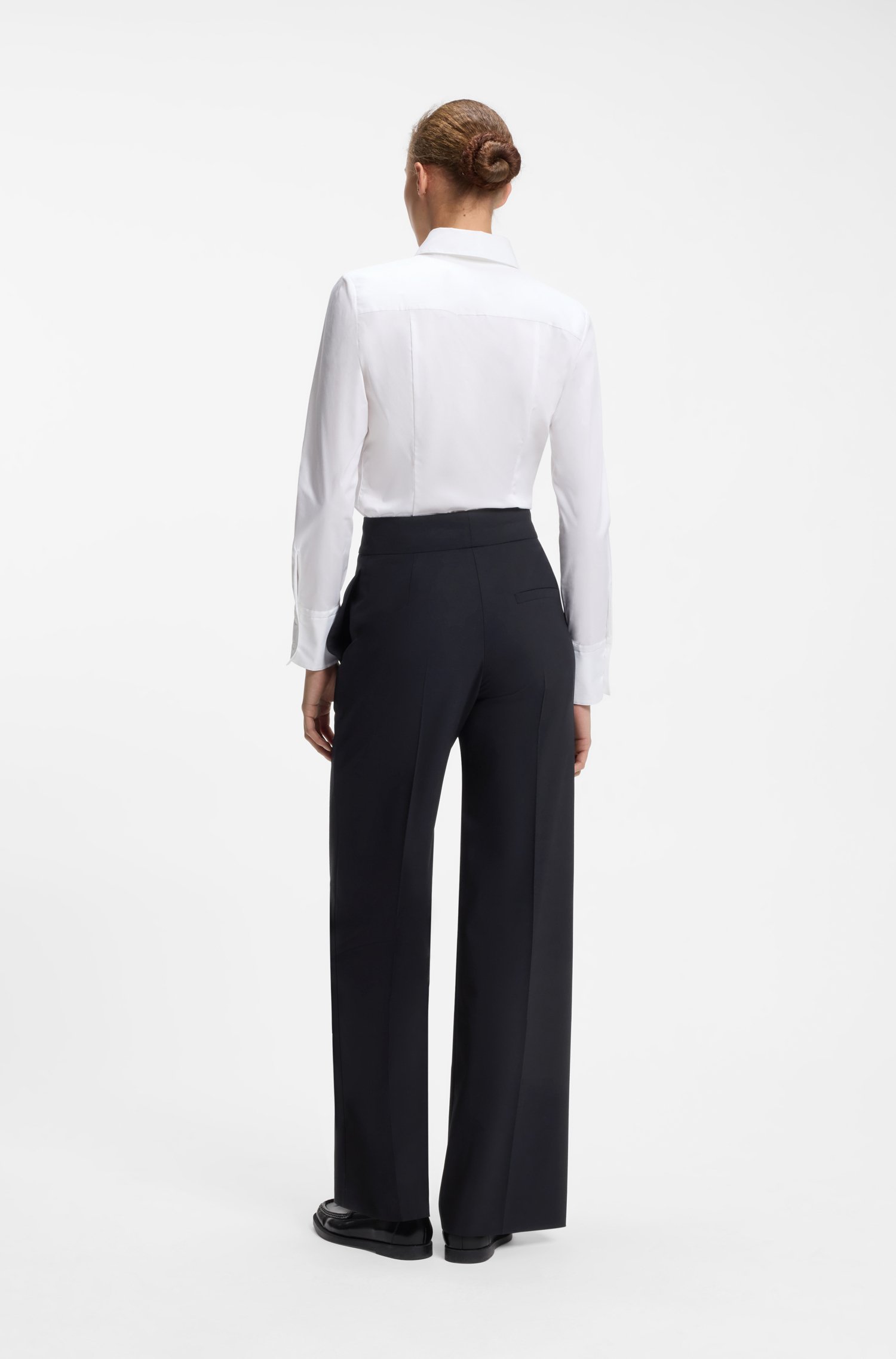 Hugo Wide-leg regular-fit trousers in stretch fabric byxor dam – bild 2