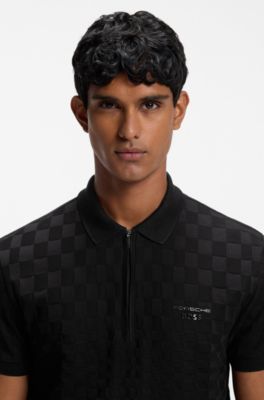 Porsche x BOSS polo shirt with Pasha pattern, Black