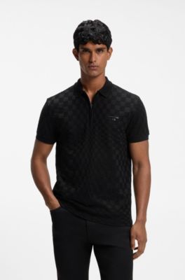 Porsche x BOSS polo shirt with Pasha pattern, Black