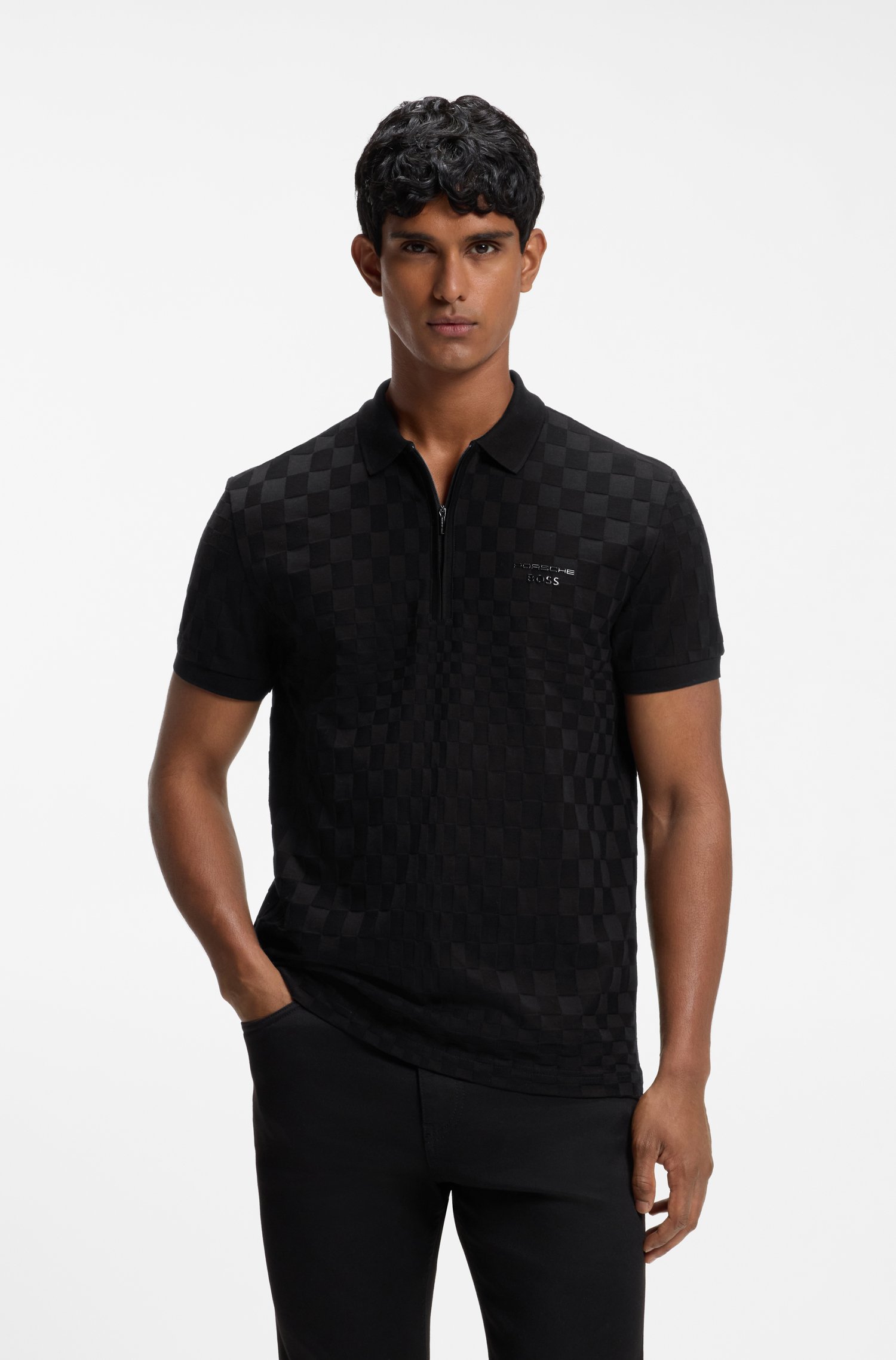 Boss Porsche x polo shirt with Pasha pattern pikéer herr
