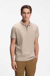 Porsche x BOSS Poloshirt mit Pasha-Muster, Hellbeige