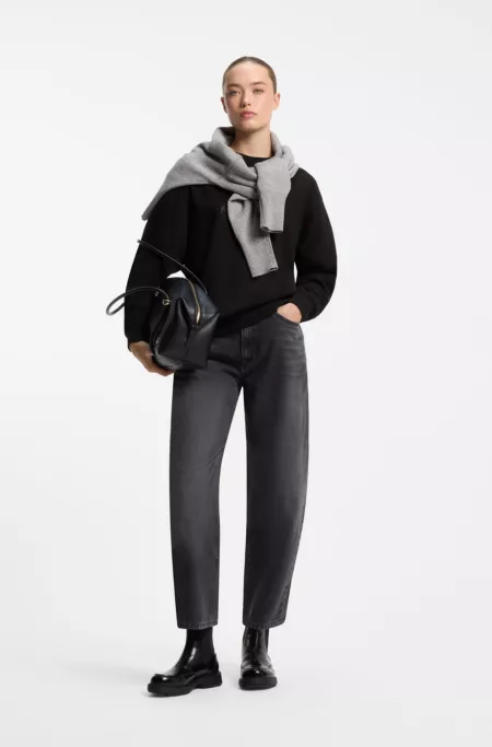 Relaxed-fit sweatshirt in cotton with rhinestone logo