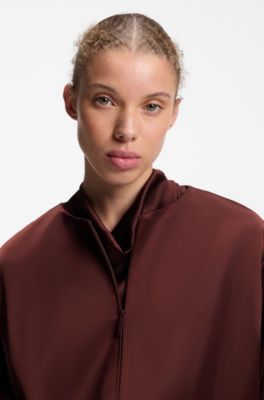 Bomber-style blazer with detachable scarf, Brown