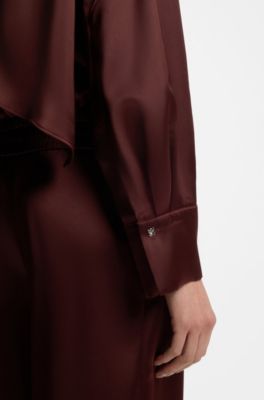 Bomber-style blazer with detachable scarf, Brown