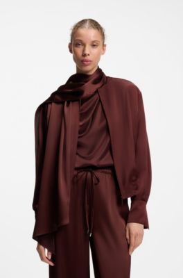 Bomber-style blazer with detachable scarf, Brown
