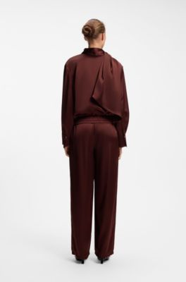 Bomber-style blazer with detachable scarf, Brown