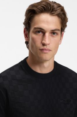Porsche x BOSS cotton T-shirt with Pasha pattern, Black