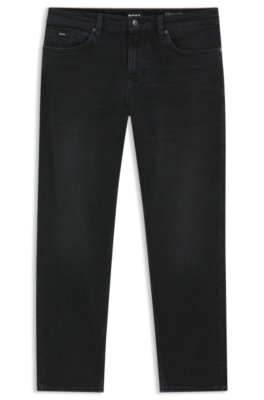 Boss Uomo Nero Maine Jeans Regular-Fit In Denim Elasticizzato Antracite