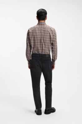 Regular-fit tapered jeans in stretch cotton, Black