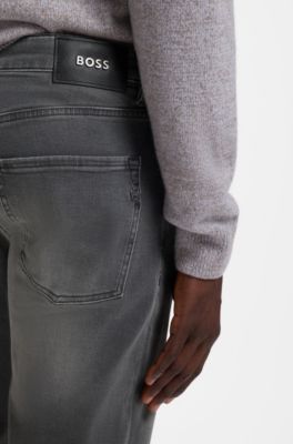 Maine regular-fit jeans in black stretch denim, Dark Grey