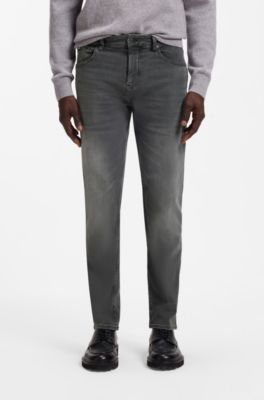 Maine regular-fit jeans in black stretch denim, Dark Grey